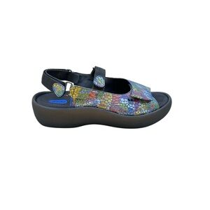 WOLKY Sandals Womens 41 US 10 Multicolor Mosiac Geometric Slingback Wedge